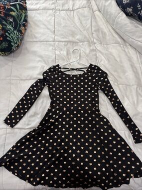Epic Threads Black Long-Sleeve Heart Print Twirl Dress